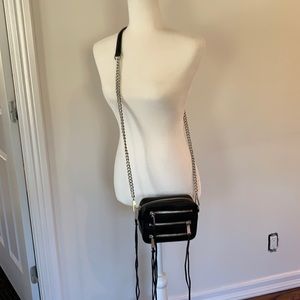 Rebecca Minkoff black leather mini zip bag